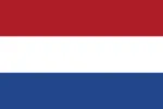 De vlag van Nederland met drie horizontale strepen: bovenaan rood, in het midden wit en onderaan blauw.