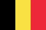 Vlag van België met verticale strepen in de kleuren zwart, geel en rood.
