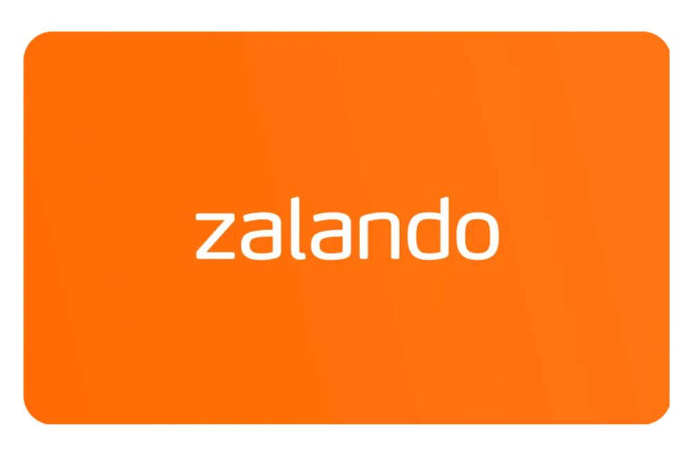 Oranje vlak met daarop het woord Zalando in witte tekst.