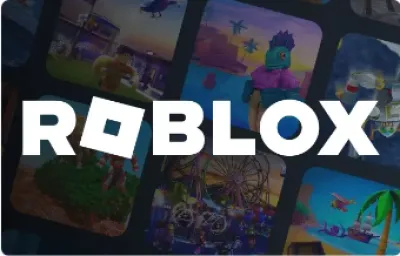 Roblox-logo met daarachter diverse kleurrijke spelafbeeldingen, waaronder personages en landschappen binnen de virtuele wereld van Roblox.