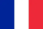 De Franse vlag met drie verticale banen: blauw links, wit in het midden en rood rechts.